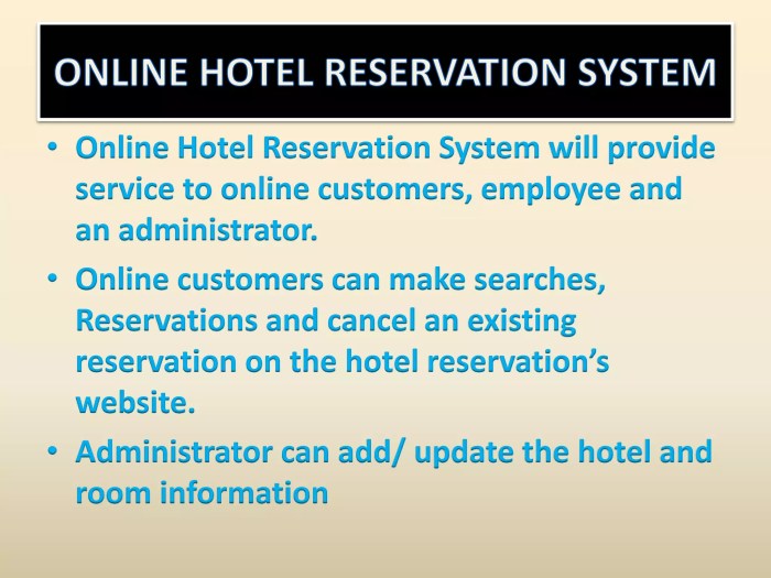 Hotel online reservation system
