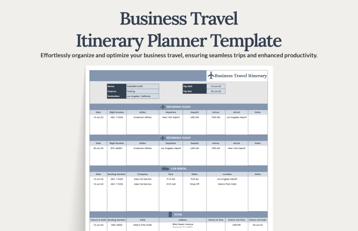 Corporate itinerary template