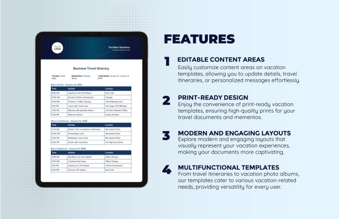 Corporate itinerary template