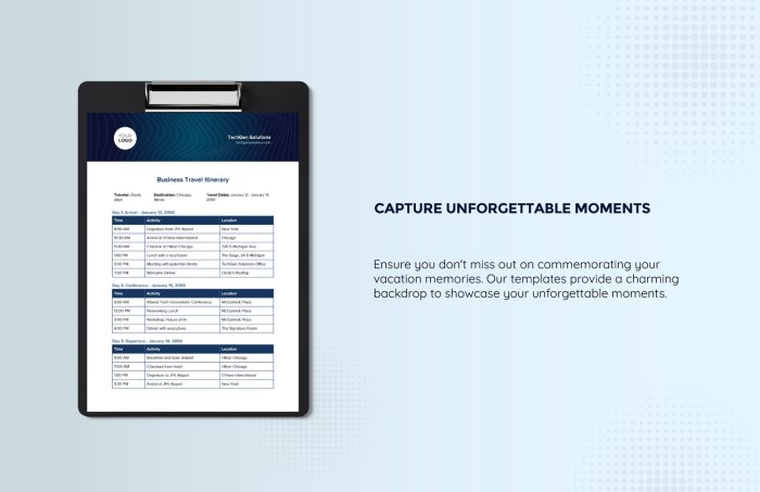 Corporate travel itinerary template